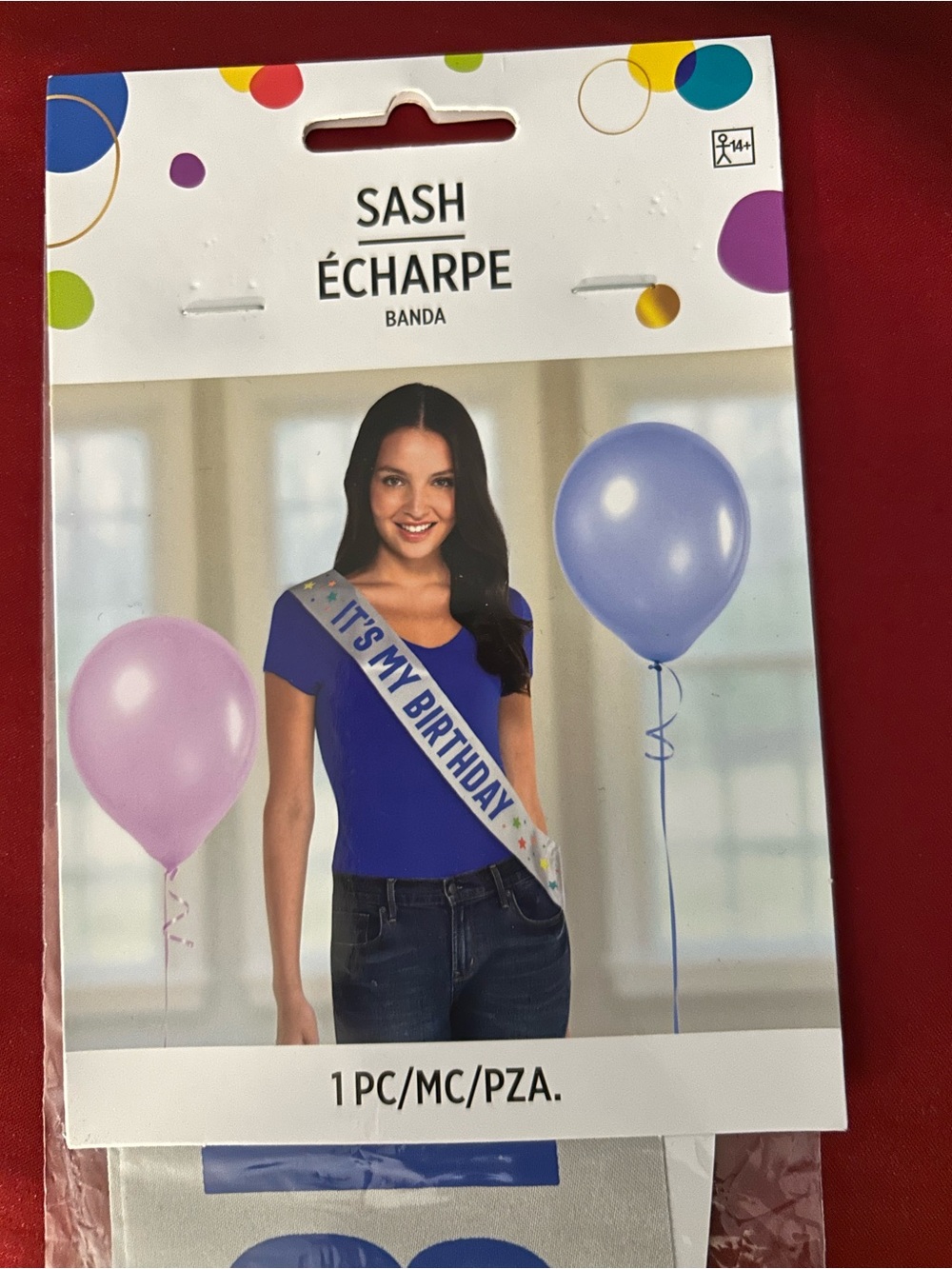 Party City White "It's My Birthday" Sash with Blue Text and Multicolor Stars
